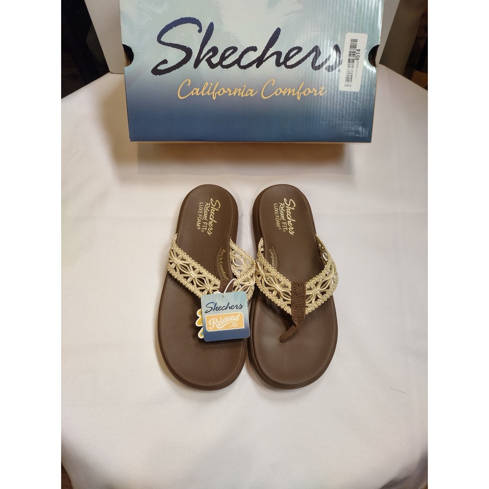 Skechers Relaxed Fit Sana Luxe Ocean Breeze 2 Brown Sandals Womens 8 164195 BRN